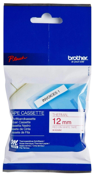 Original Beschriftungsband Brother MK232, rot auf weiss, 12mm x 8m 