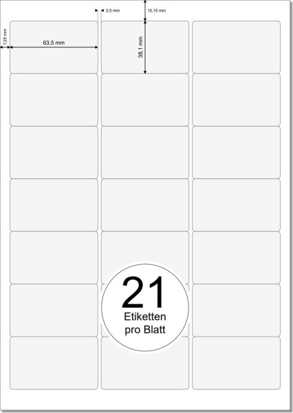 PRINTATION Papier-Etiketten (B63,5xH38,1mm) 100xA4 à 21 Eti.