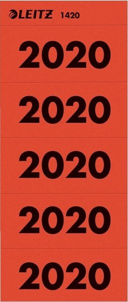 Inhaltsschildchen Jahreszahlen 2020 selbstklebend Leitz rot 14200025 
