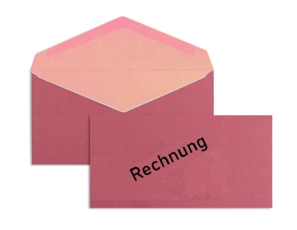Dokument-Kuvert DIN LANG RECHNUNG, ohne Fenster, Nassklebung, 75g/m², vulkanrot 