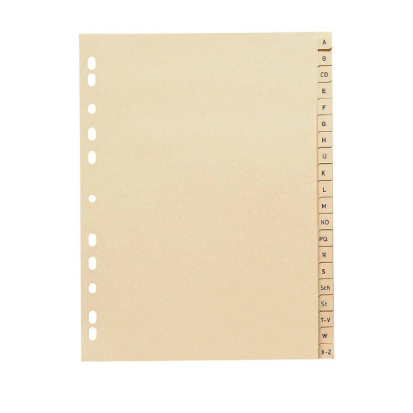 Register A-Z A4 Tauenpapier 110g chamois 20-teilig 225x297mm, Universal-Lochung