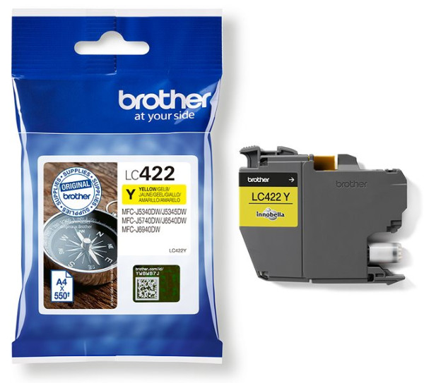 Original Tinte Brother LC-422, ca. 550 S., gelb