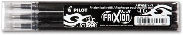 PILOT PEN Frixion Ball 07 Ersatzminen - 3er Set schwarz Strichstärke 0,4mm 