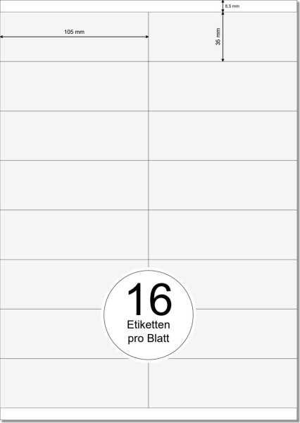 PRINTATION Papier-Etiketten (B105xH35mm) 100xA4 à 16 Eti.