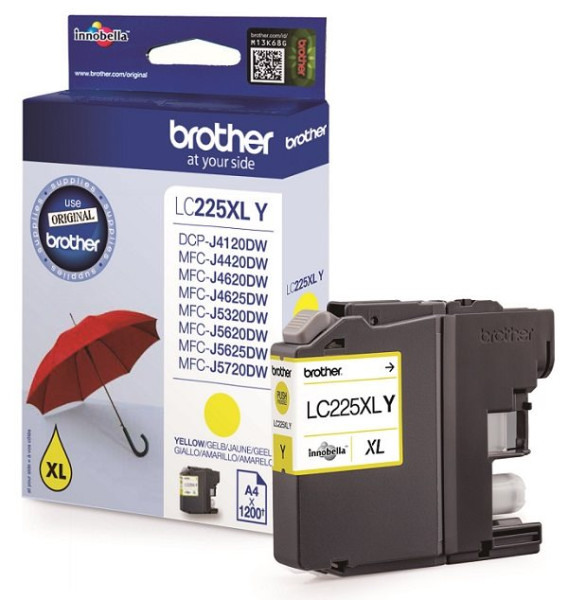 Original Tinte Brother LC-225XLY, ca. 1.200 S., gelb