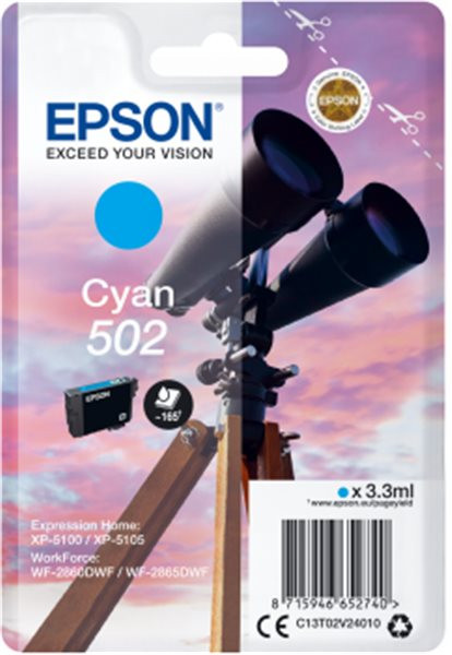 Original Tinte Epson T02V240 / 502, ca. 165 S., cyan