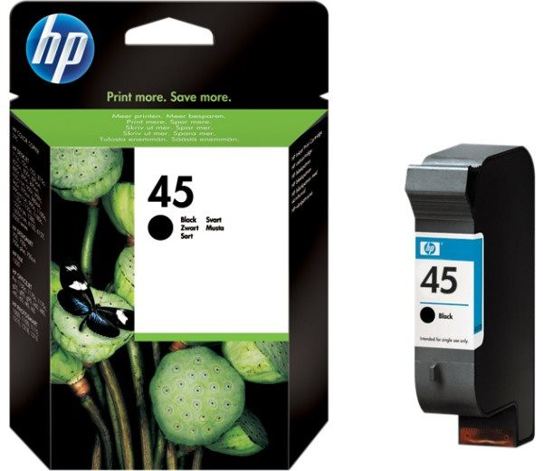 Original Tinte HP 45A / 51645AE, ca. 833 S., schwarz, MHD abgelaufen 