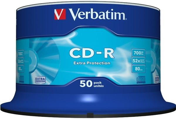 CD-Rohling mit 80 Min/700 MB 52x VERBATIM Spindel Datalife, Protection Surface 