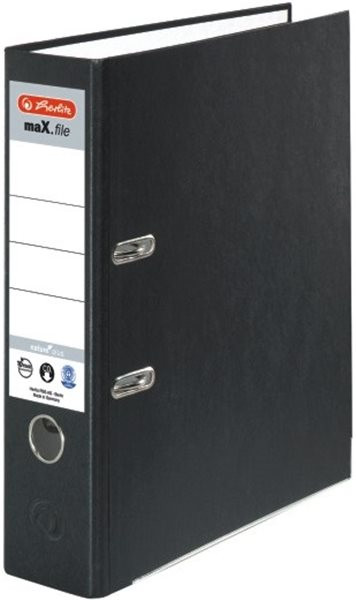 Ordner A4/8cm Pappe schwarz Herlitz maX.file nature plus mit Kantenschutz