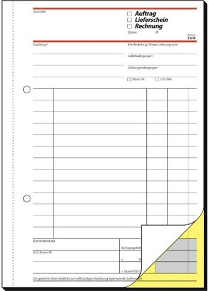 Kombinationsbuch Auftrag/Lieferschein/Rechnung A5 2x40Bl. durschschreibend sigel 