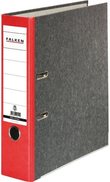 Ordner A4/8cm Pappe roter Rücken Falken Recycling mit Kantenschutz  