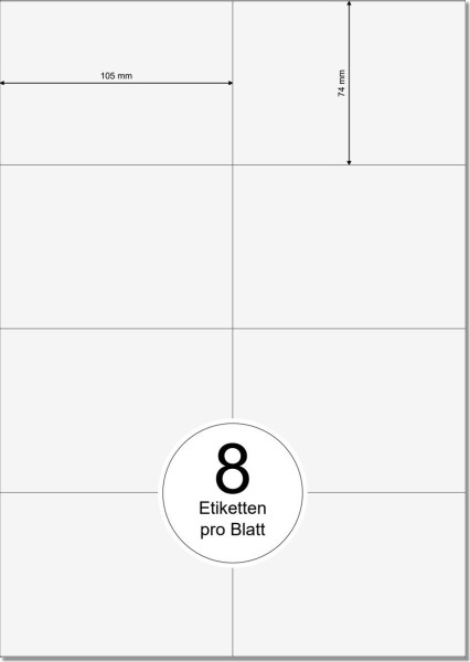 PRINTATION Folien-Etiketten matt transparent (B105xH74mm=A7) 25xA4 à 8 Eti.  