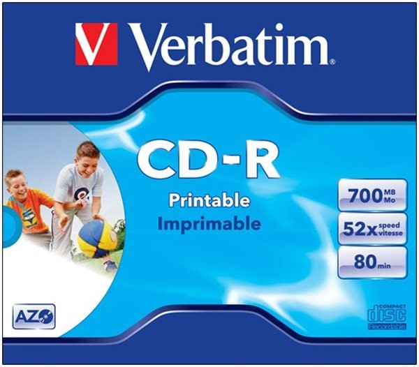 CD-Rohling mit 80 Min/ 700 MB 52x VERBATIM, bedruckbar, Printable Surface 