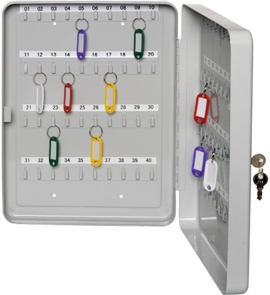 Schlüsselschrank abschließbar 80 Haken lichtgrau, 370 x 280 x 60 mm Alco