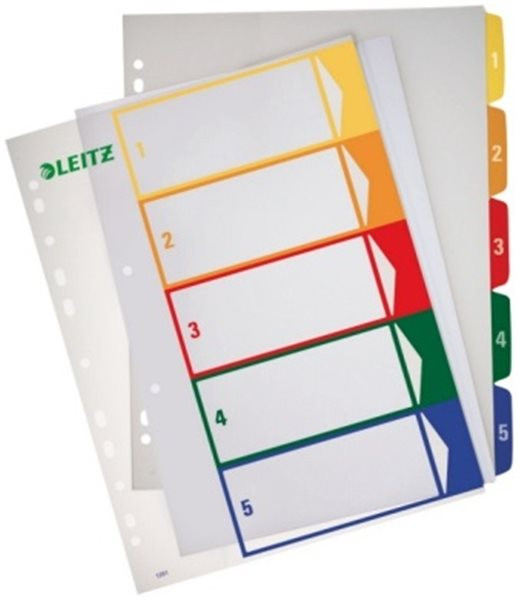 Register 1-5 A4 Plastik PP-Folie Leitz 245x305mm PC-beschriftbar (1291-00-00) 