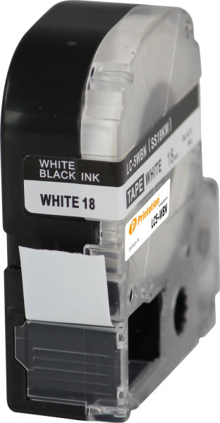 Printation Kassette ersetzt Epson LC-5WBN (zB LW400), sw auf w, 18mmx8m 