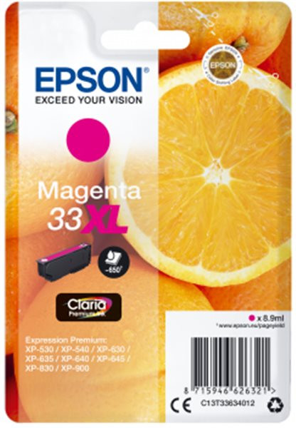 Original Tinte Epson T3363 / 33XL, ca. 650 S., magenta 