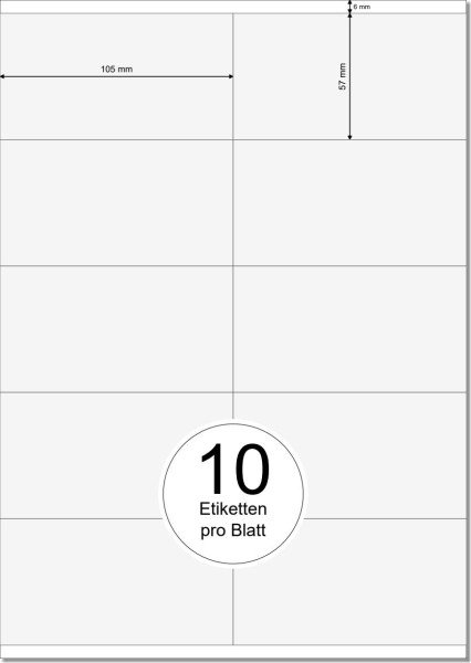 PRINTATION Papier-Etiketten (B105xH57mm) 500xA4 à 10 Eti. 