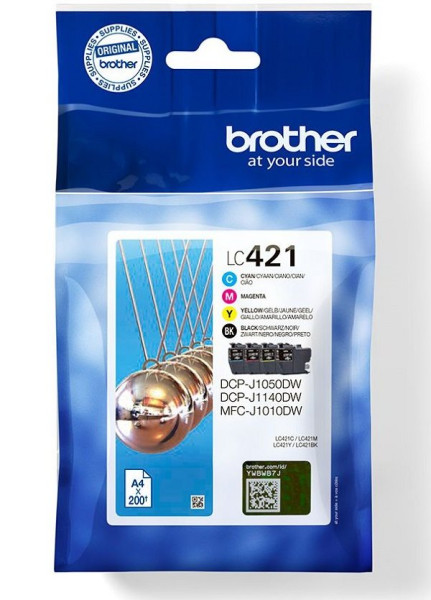 Original Tinte Brother LC-421, Multipack, schwarz / cyan / magenta / gelb