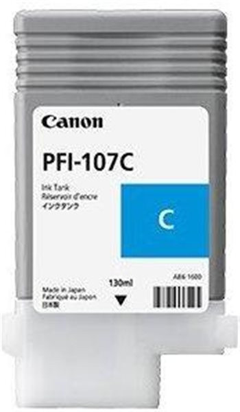 Original Tinte Canon PFI-107C, 130 ml, cyan, MHD abgelaufen  