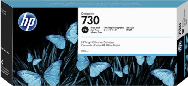 Original Tinte HP 730 / P2V73A, 300 ml, fotoschwarz  
