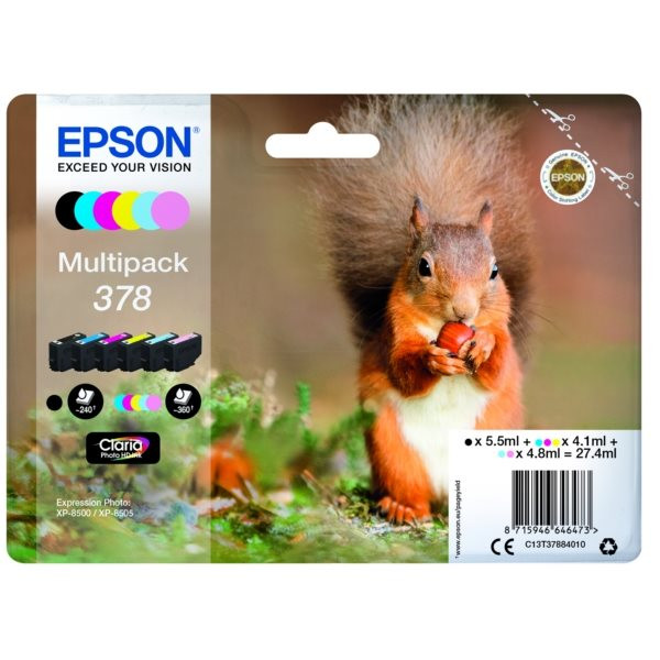 Original Tinte Epson 378, 6erMultipack, schwarz / cyan / magenta / gelb 