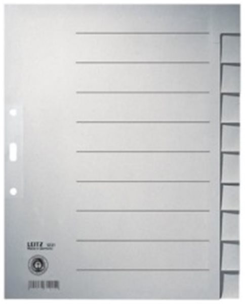 Register blanko A4 10-teilig Tauenpapier Leitz 100g grau 240x300mm Tab verstärkt