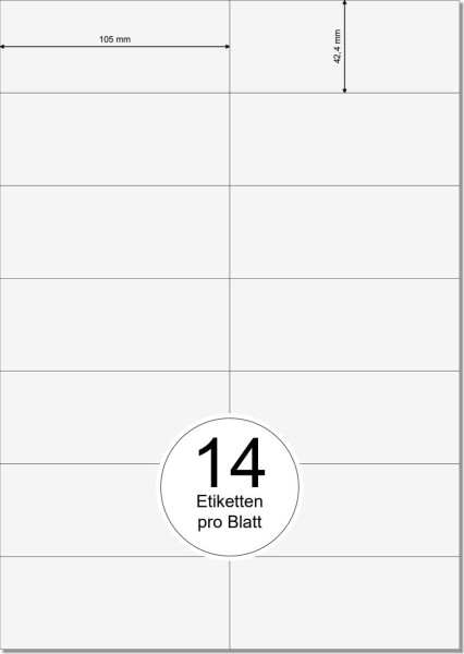 PRINTATION Papier-Etiketten (B105xH42,4mm) 500xA4 à 14 Eti. 