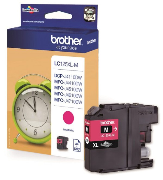 Original Tinte Brother LC-125XLM, ca. 1.200 S., magenta