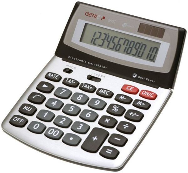 Tischrechner Genie 560T 12-stelliges LC-Display Solar und Batteriebetrieb