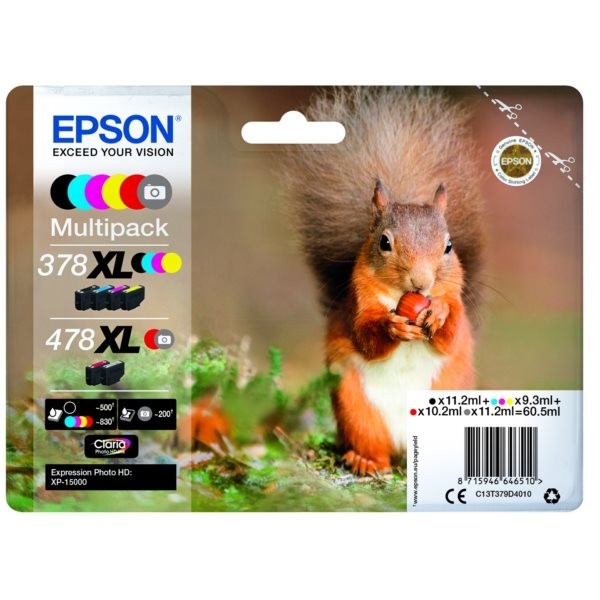Original Tinte Epson 378XL/478XL, Multipack, schwarz/cyan/magenta/gelb/rot/grau 