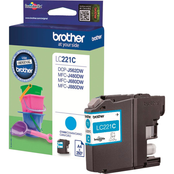 Original Tinte Brother LC-221C, ca. 260 S., cyan  