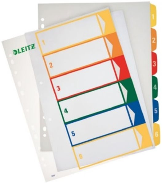 Register 1-6 A4 Plastik PP-Folie Leitz 245x305mm PC-beschriftbar (1292-00-00) 