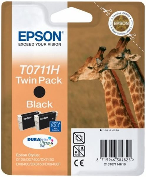 Original Tinte Epson T0711H, schwarz, 2er-Pack 