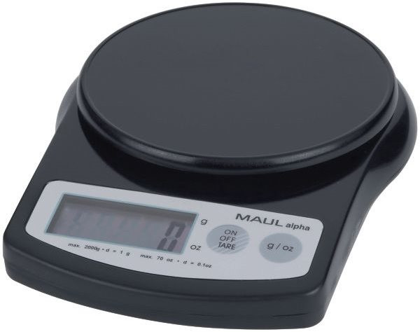 Briefwaage MAULalpha bis 2000g Batteriebetrieb, schwarz Teilung 1g  