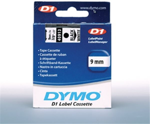 Original Beschriftungsband Dymo 40913, 9mm x 7m, schwarz auf weiß 