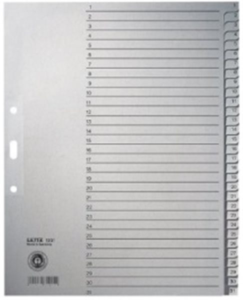 Register 1-31 A4 Tauenpapier Leitz 100g grau 240x300mm (1231-00-85)