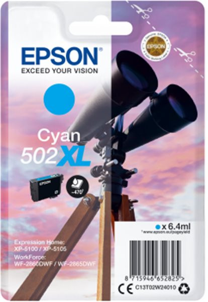Original Tinte Epson T02W240 / 502XL, ca. 470 S., cyan, MHD abgelaufen 