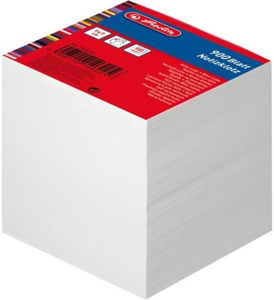 Zettelklotz-Nachfüllung 900 Blatt geleimt weiß 9x9cm Herlitz