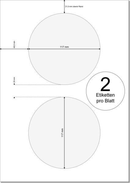 PRINTATION Papier-Etiketten Durchmesser 117mm 100xA4 à 2 Eti. für CDs 