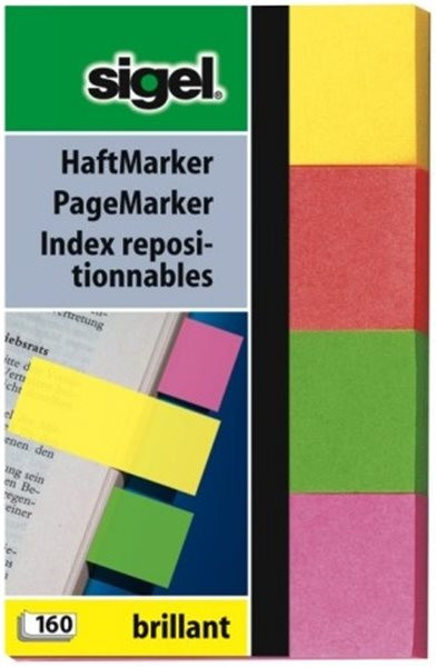 Haftmarker Brillant Mini 20 x 50mm 4 Farben sigel 160 Streifen aus Papier  