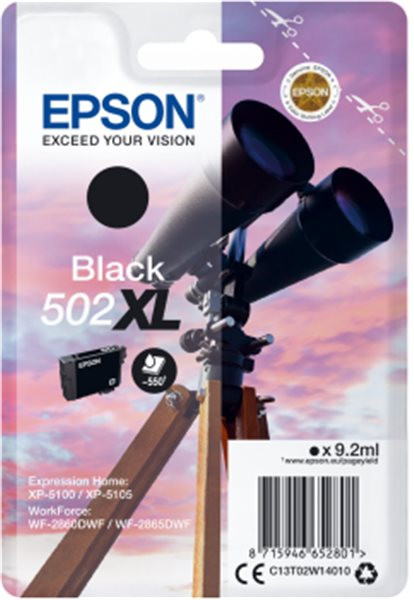 Original Tinte Epson T02W140 / 502XL, ca. 550 S., schwarz