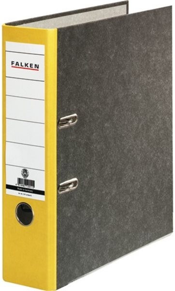 Ordner A4/8cm Pappe gelber Rücken Falken Recycling mit Kantenschutz