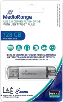 USB Stick 128 GB MediaRange DUAL mit USB 3.0 UND USB C - Anschluss  USB Stick 128 GB MediaRange DUAL mit USB 3.0 UND USB C - Anschluss