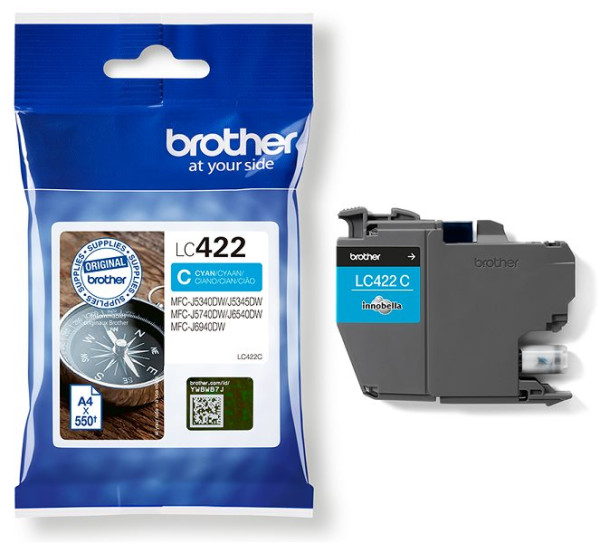 Original Tinte Brother LC-422, ca. 550 S., cyan