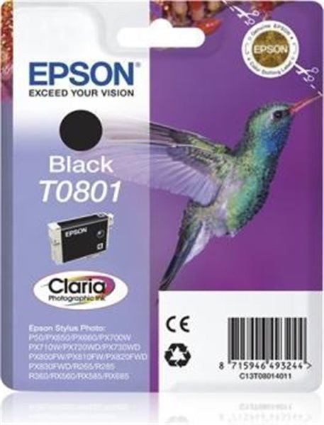 Original Tinte Epson T0801, ca. 300 S., schwarz 