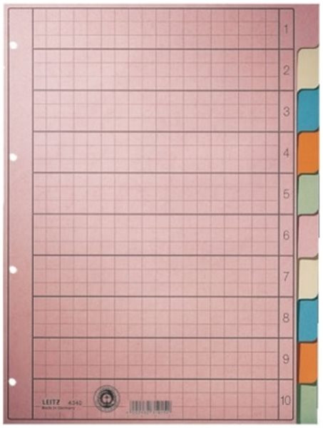 Register blanko A4 10-teilig Tauenpapier Leitz 130g 225x297mm 5-farbig  