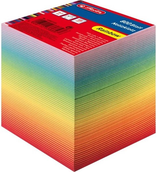Zettelklotz Rainbow 800 Blatt, geleimt, 9x9 Herlitz 