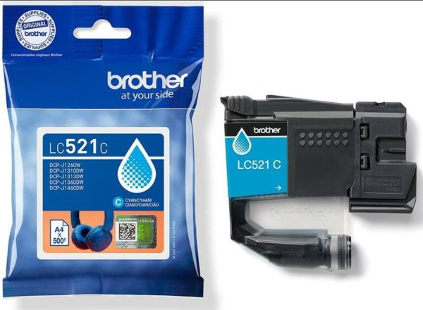 Original Tinte Brother LC-521C, ca. 500 S., cyan 