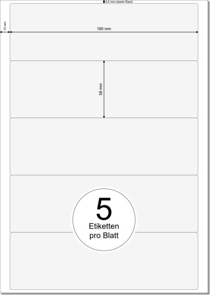 PRINTATION Papier-Etiketten (B190xH58mm) 500xA4 à 5 Eti. (z.B. als Rückenschild) 